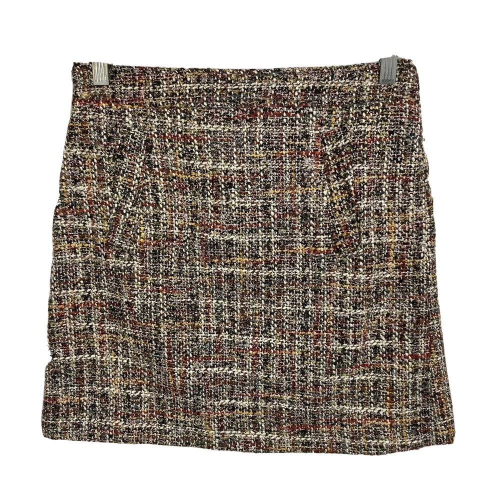 NWT Loft Skirt‎ Womens Sz 2 Brown Multi Boucle Tweed Wool Pencil Pockets Lined